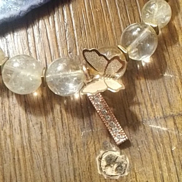 Rose Gold Hematite and Citrine Natural Stone Bracelet - Picture 4 of 4